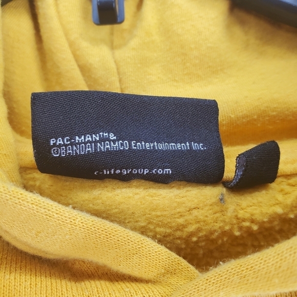 Vtg Pac Man Hoodie Sweatshirt Mens S Gold Japanese Characters Graphics Fleece - Picture 10 of 14